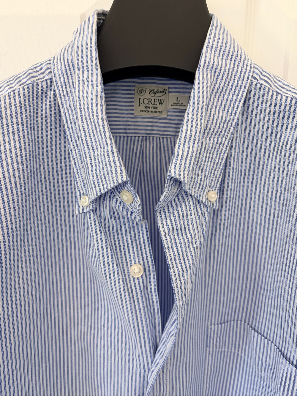 J Crew Classic Fit Rain University Striped Oxford Shirt - Large